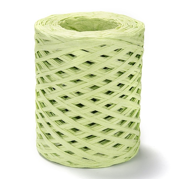 

PandaHall Raffia Ribbon, Packing Paper String, for Gift Wrapping, Party Decor, Craft Weaving, Green Yellow, 3~4mm, about 200m/roll Paper