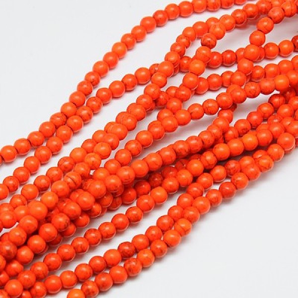 

PandaHall Synthetic Turquoise Beads Strands, Dyed, Round, Orange Red, 10mm, Hole: 1mm, about 800pcs/1000g Synthetic Turquoise Round Red