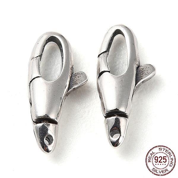 

PandaHall 925 Thailand Sterling Silver Lobster Claw Clasps, Antique Silver, 12x5x3mm, Hole: 0.7mm Sterling Silver Others