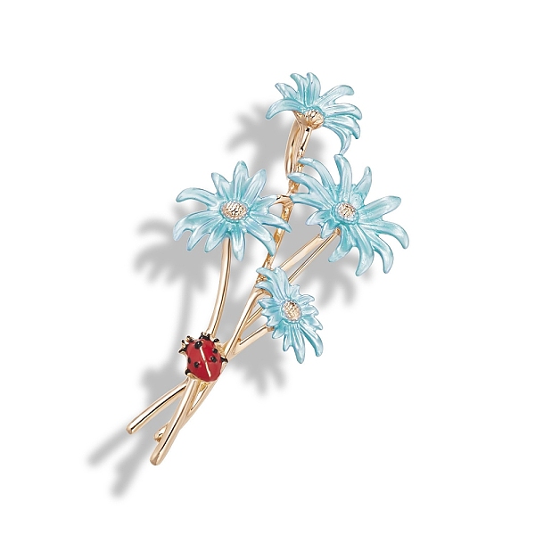 

PandaHall Alloy Enaeml Broochs for Women, Flower, Sky Blue, 70x33mm Alloy+Enamel Flower