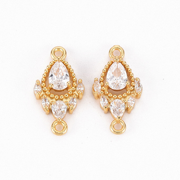 

PandaHall Brass Micro Pave Clear Cubic Zirconia Link Connectors, Nickel Free, Teardrop, Real 18K Gold Plated, 18.5x10x4mm, Hole: 1.2mm...
