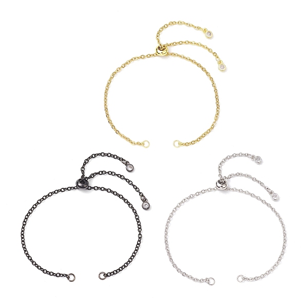 

PandaHall 3Pcs 3 Colors Adjustable Stainless Steel Cable Chain Slider Bracelet Making, Mixed Color, 10-1/8 inch(25.6cm), 1pc/color Stainless...