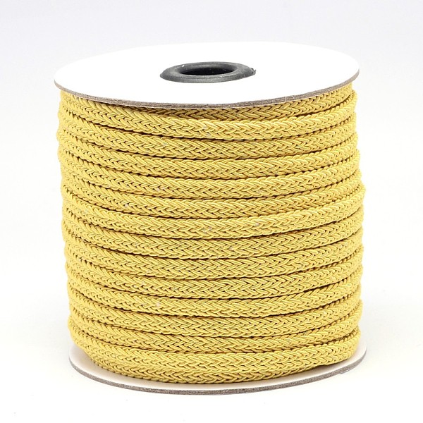 

PandaHall Braided Polyester Cord, Light Khaki, 6x3mm, about 25yards/roll Polyester
