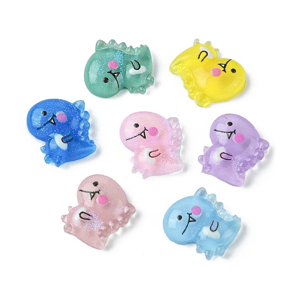 

PandaHall Translucent Resin Cabochons, Glitter Dinosaur, Mixed Color, 10x9x2.5~3mm Resin Dinosaur Multicolor