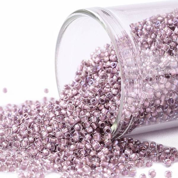 

PandaHall TOHO Round Seed Beads, Japanese Seed Beads, (267) Inside Color Crystal/Rose Gold Lined, 15/0, 1.5mm, Hole: 0.7mm, about..., Purple