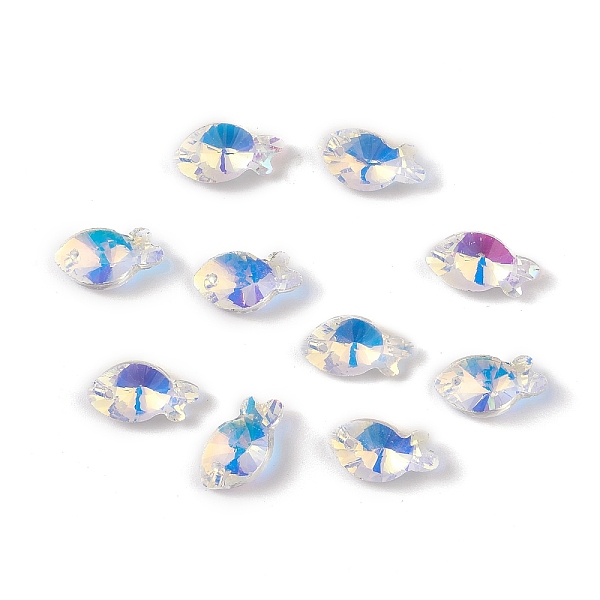 

PandaHall Electroplate Transparent Glass Pendants, Back Plated, Faceted, Fish Charms, Clear, 17x9x5.5~6mm, Hole: 1.2mm Glass Fish Clear