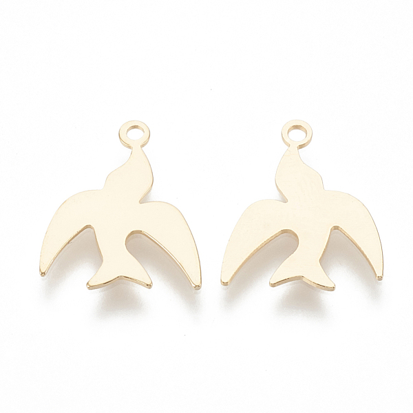 

PandaHall Brass Charms, Bird, Nickel Free, Real 18K Gold Plated, 14x11.5x0.5mm, Hole: 1mm Brass Bird