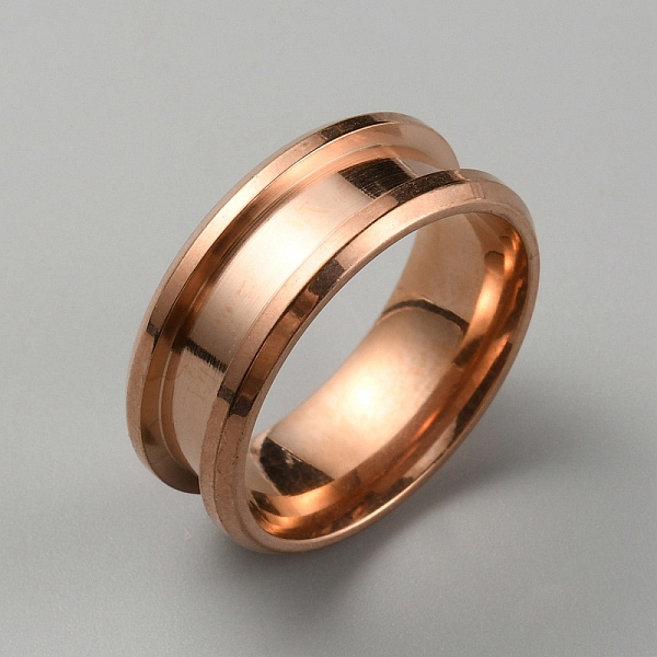 

PandaHall 304 Stainless Steel Grooved Finger Ring Settings, Ring Core Blank, for Inlay Ring Jewelry Making, Rose Gold, US Size 8(18.1mm) 304...