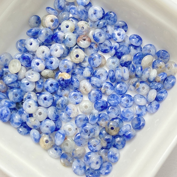 Perles de jaspe synthétiques à taches bleues