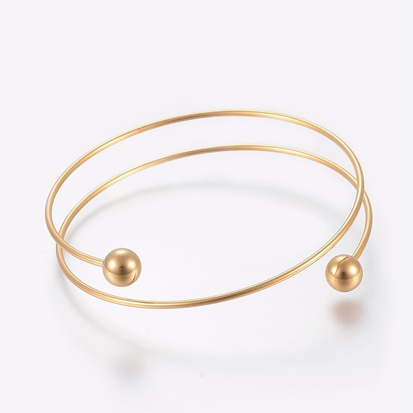 

PandaHall Ion Plating(IP) 304 Stainless Steel Bangles Making, Golden, 2-1/2 inch(6.5cm) Stainless Steel