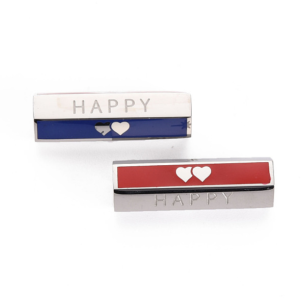 

PandaHall 316 Surgical Stainless Steel Enamel Beads, Hexagonal Prism with Word Happy, Stainless Steel Color, 25.5x9x8mm, Hole: 1.6mm..., Multicolor