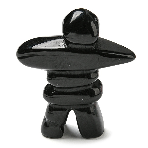 

PandaHall Natural Obsidian Carved Healing Human Shape Figurines, Reiki Energy Stone Display Decorations, 65~67x52~55x19~19.5mm Obsidian...