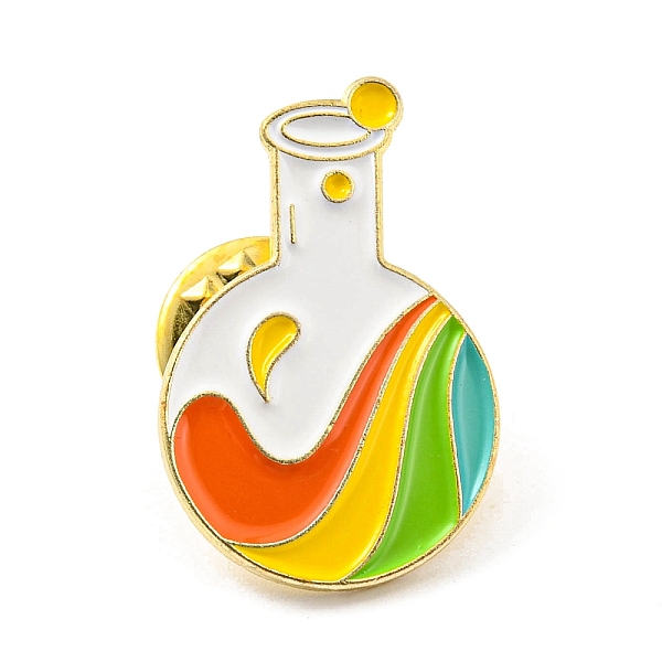 

PandaHall Flask Enamel Pins, Science Lab Themed Alloy Badge, Golden, Colorful, 26.5x17x2mm Alloy+Enamel Bottle