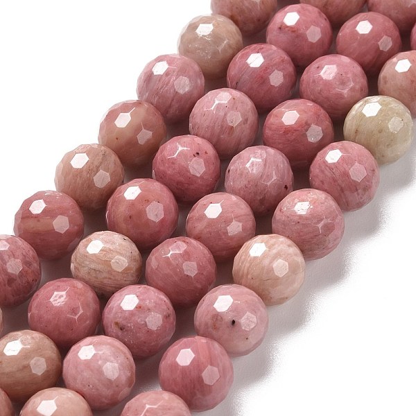 

PandaHall Natural Rhodonite Beads Strands, Faceted(128 Facets), Round, 8mm, Hole: 1.2mm, about 47pcs/strand, 14.96''(38cm) Rhodonite Round
