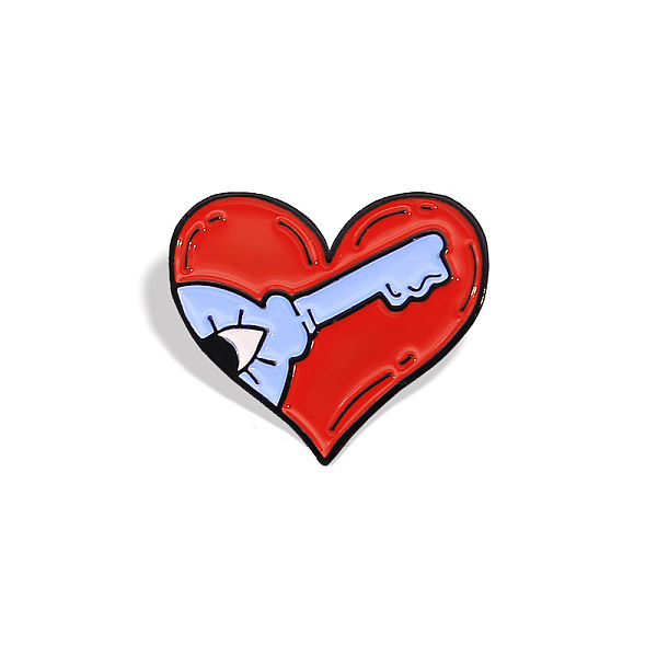 

PandaHall Heart & Key Enamel Pin, Electrophoresis Black Plated Alloy Badge for Backpack Clothes, Red, 25x27mm Alloy+Enamel Heart Red