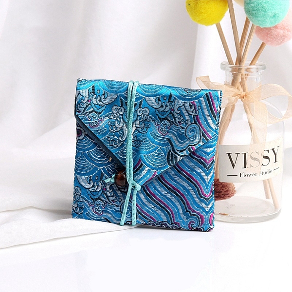 

PandaHall Rectangle Cloth Jewelry Storage Bags, Jewelry Envelope Packaging Pouches, Dodger Blue, 10x9.5cm Cloth Rectangle