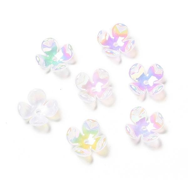 

PandaHall Opaque Rainbow Iridescent Plating Acrylic Bead Caps, Glitter Beads, 4-Petal Flower, Colorful, 16.5x16.5x6.5mm, Hole: 1.8mm Acrylic..., Purple