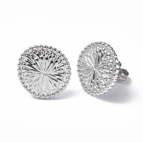 

PandaHall 304 Stainless Steel Flower Stud Earrings for Women, Stainless Steel Color, 15x14.5mm, Pin: 0.7mm 304 Stainless Steel Flower