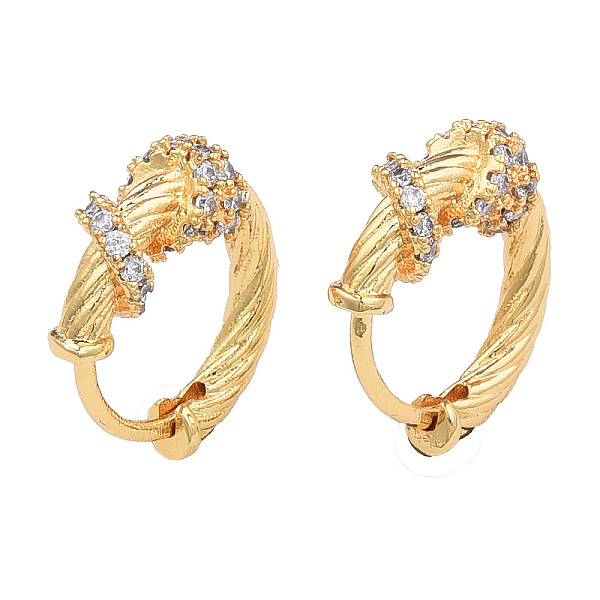 

PandaHall Cubic Zirconia Chunky Hoop Earrings, Golden Brass Jewelry for Women, Nickel Free, Clear, 14x16.5x5.5mm, Pin: 1mm Cubic Zirconia...