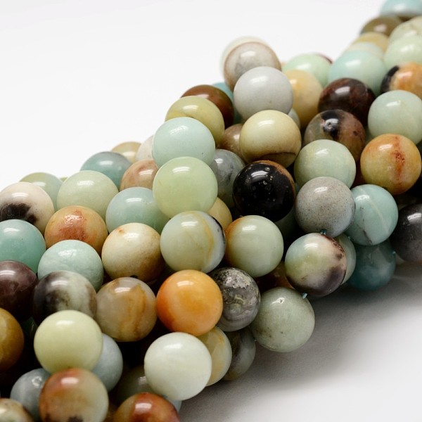

PandaHall Round Natural Flower Amazonite Beads Strands, 4mm, Hole: 1mm, about 90pcs/strand, 15.75 inch Flower Amazonite Round
