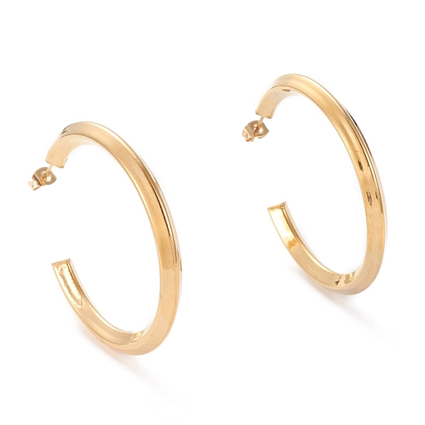 

PandaHall 304 Stainless Steel Stud Earrings, Half Hoop Earrings, Hypoallergenic Earrings, Ring, Golden, 40x5mm, Pin: 0.8mm 304 Stainless...