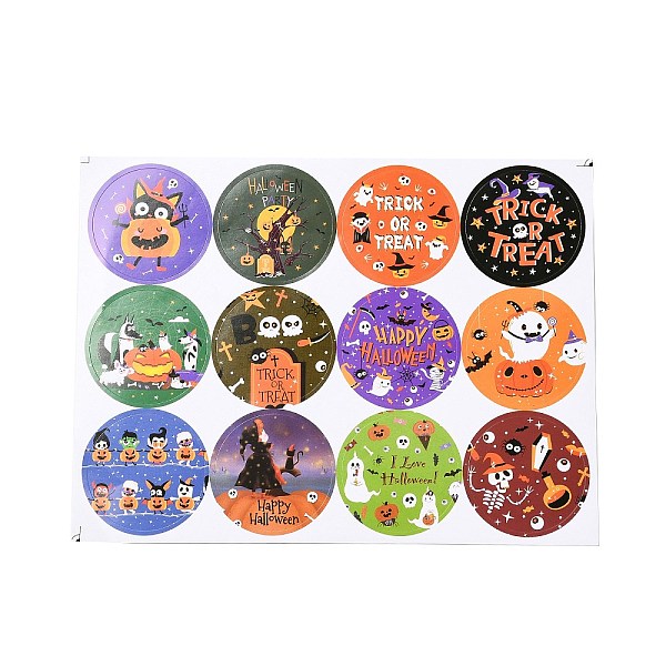 

PandaHall 12Pcs Halloween Theme Round Dot Paper Picture Stickers for DIY Scrapbooking, Craft, Halloween Themed Pattern, Colorful, 35mm Paper...