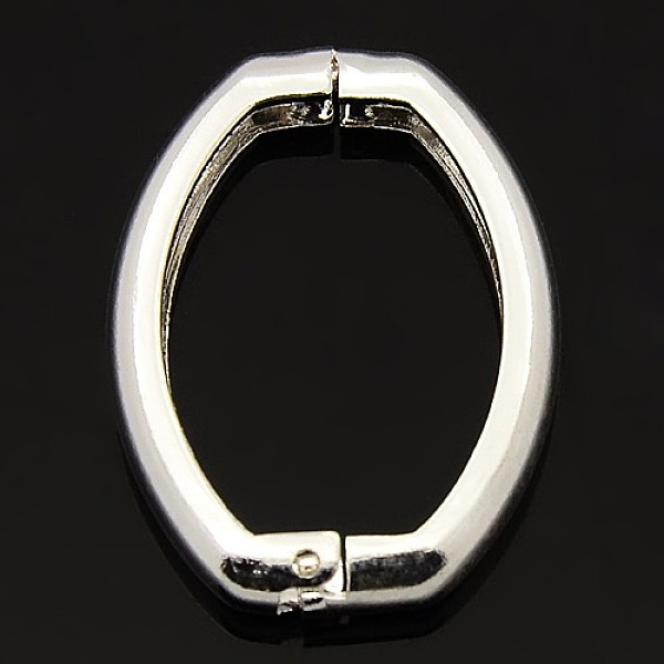 

PandaHall Brass Shortener Clasps, Twister Clasps, Oval Ring, Silver Color Plated, 27x20x3.5mm Brass