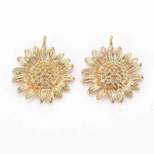 

PandaHall Brass Pendants, Nickel Free, Flower, Real 18K Gold Plated, 22x19.5x3mm, Hole: 1.5mm Brass Flower