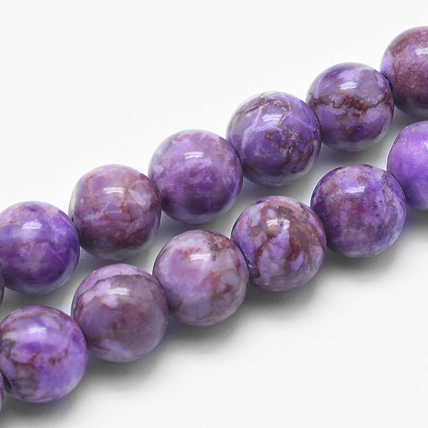 

PandaHall Natural Marble Beads Strands, Round, Dyed & Heated, Medium Orchid, 10mm, Hole: 1mm, about 38pcs/strand, 15.7 inch(40cm) Natural..., Purple