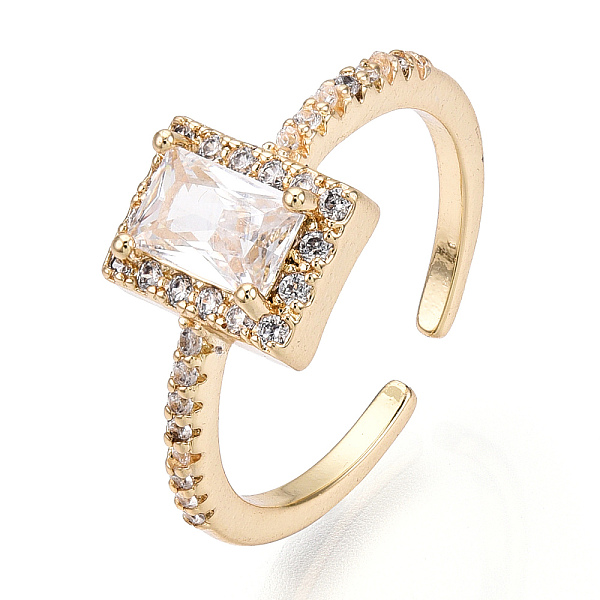 

PandaHall Bass Micro Pave Cubic Zirconia Ring, Long-Lasting Plated, Rectangle, Inner Diameter: 16~17mm Brass+Cubic Zirconia Rectangle Clear