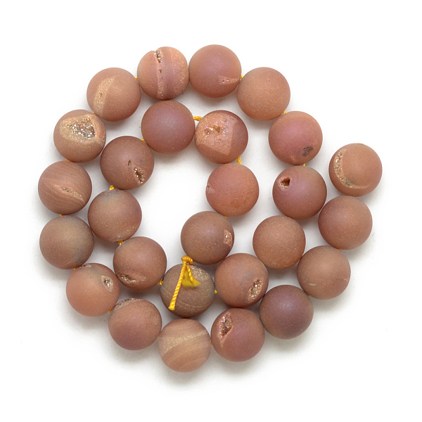 

PandaHall Electroplated Natural Druzy Geode Agate Beads Strands, Dyed, Frosted, Round, Burgundy Plated, 18~18.5mm, Hole: 2mm, about..., Brown