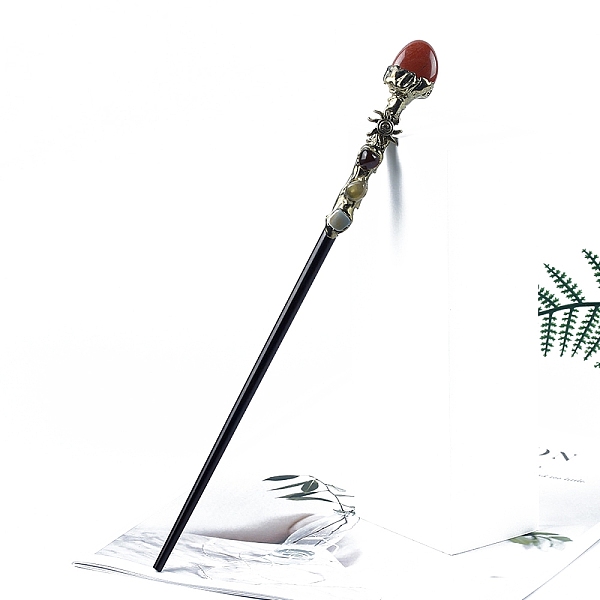 

PandaHall Natural Red Jasper Magic Wand, Cosplay Magic Wand, for Witches and Wizards, 260mm Red Jasper Red