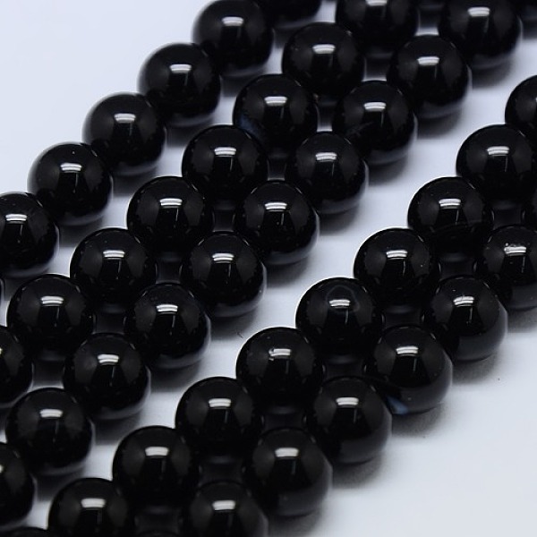 

PandaHall Natural Black Onyx Round Beads Strand, Dyed, Black, 12mm, Hole: 1mm, about 32pcs/strand, 15.74 inch Black Onyx Round Black