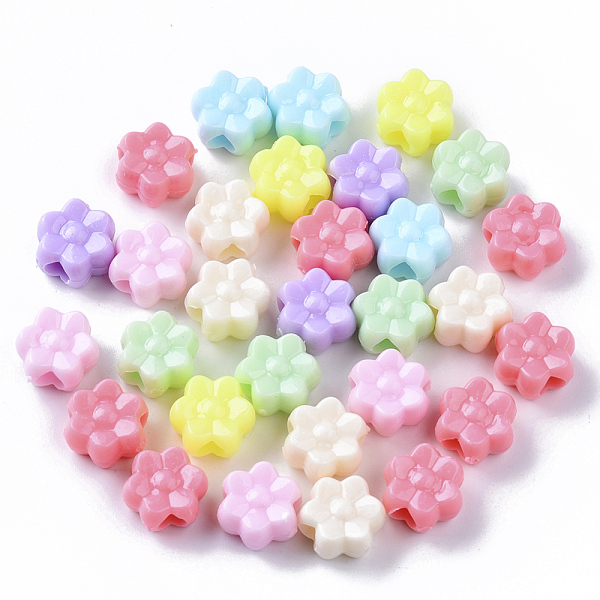 

PandaHall Opaque Polystyrene(PS) Plastic Beads, Flower, Mixed Color, 11.5x7mm, Hole: 3.5mm, about 1000pcs/500g Plastic Flower Multicolor
