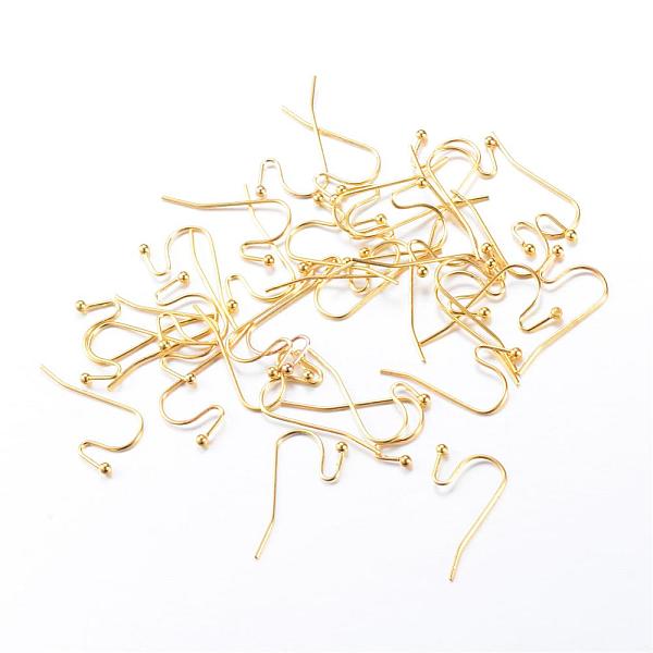 

PandaHall Iron Earring Hooks, Nickel Free, Golden, 19x13mm, 20 Gauge, Pin: 0.8mm Iron