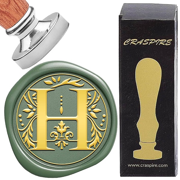 

PandaHall CRASPIRE Initial Alphabets Wax Seal Stamps Letter H Vintage Removable Silver Brass Sealing Stamp Heads 25mm with Wooden Handle for...