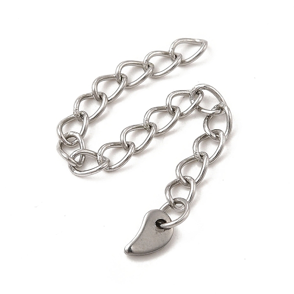 

PandaHall 304 Stainless Steel Curb Chain Extenders, End Chains with 201 Stainless Steel Teardrop Chain Tab, Stainless Steel Color, 55mm 304...