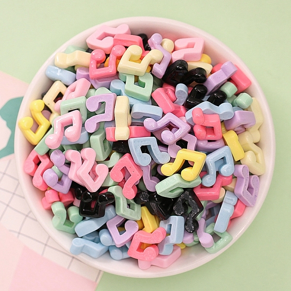 

PandaHall Opaque Resin Cabochons, Rainbow Color Cartoon Cabochons, Musical Note, 11x14.5x5mm Resin Musical Note