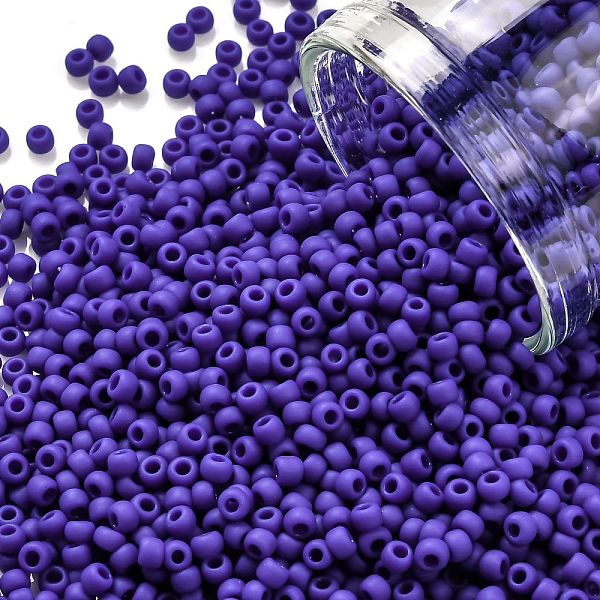

PandaHall TOHO Round Seed Beads, Japanese Seed Beads, (48F) Opaque Frost Navy Blue, 11/0, 2.2mm, Hole: 0.8mm, about 1103pcs/10g Glass Blue