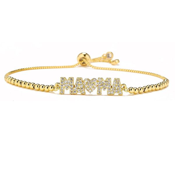 Bracelets coulissants en laiton micro pavé et zircone cubique transparente pour la fête des mères