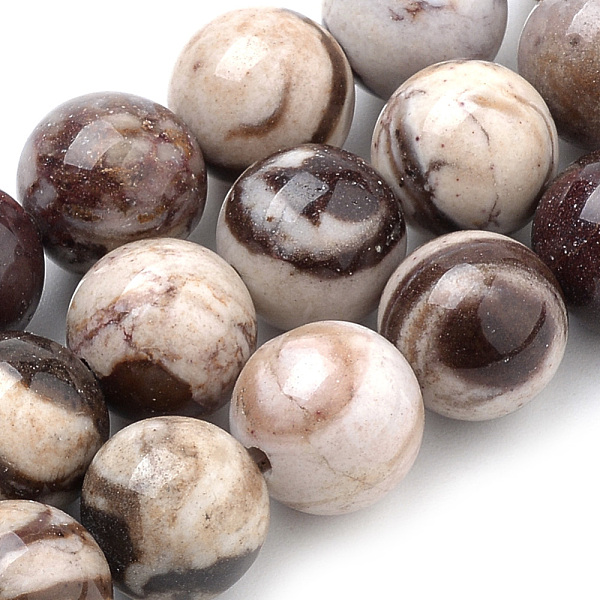 

PandaHall Natural Zebra Jasper Beads Strands, Round, 10mm, Hole: 1mm, about 40pcs/strand, 15.7 inch Zebra Jasper Round