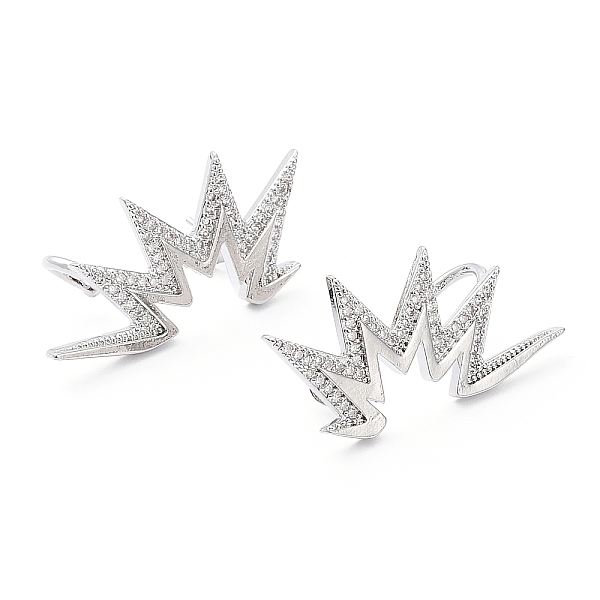 

PandaHall Brass Micro Pave Clear Cubic Zirconia Stud Earrings, with Vertical Loops, Star, Platinum, 33.5x18mm Brass+Cubic Zirconia Star...