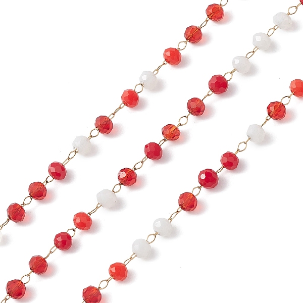 

PandaHall Handmade Glass Beaded Chains, Faceted, Unwelded, with 304 Stainless Steel Chains, Golden, Round, Red, 3x2.5mm 304 Stainless Steel...