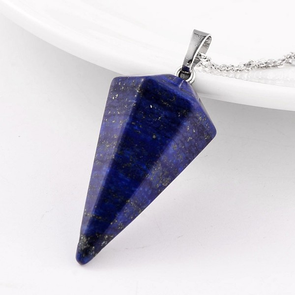 Kegel Pendel Platin Ton Messing Lapis Lazuli Anhänger