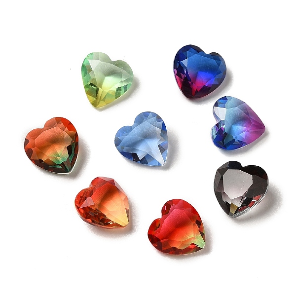

PandaHall Faceted K9 Glass Rhinestone Cabochons, Pointed Back, Heart, Mixed Color, 10.3x10x5mm Glass Rhinestone Heart Multicolor