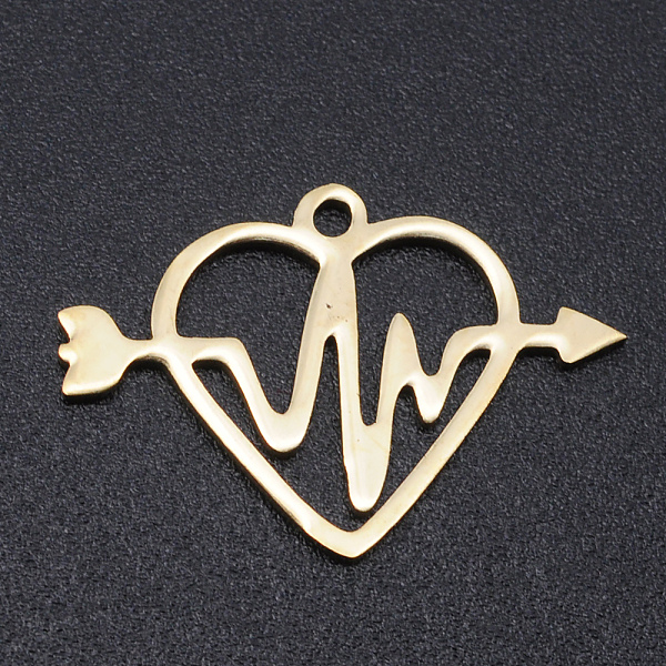 

PandaHall 201 Stainless Steel Pendants, Laser Cut Pendants, Heartbeat with Arrow, Golden, 15.5x22.5x1mm, Hole: 1.5mm 201 Stainless Steel...