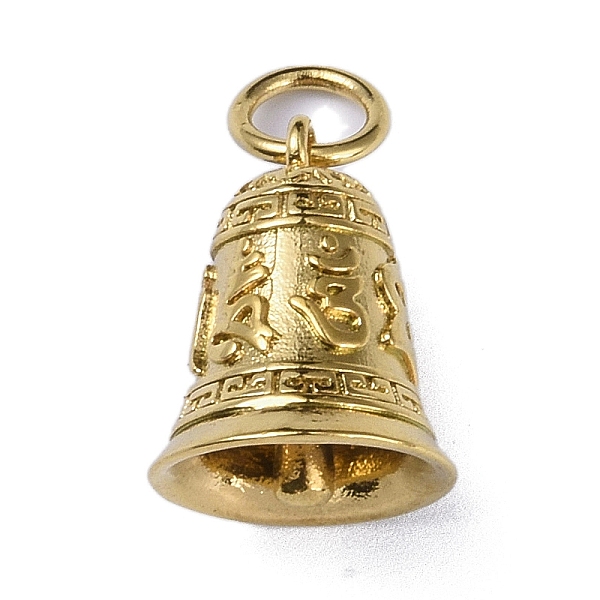 

PandaHall Ion Plating(IP) 304 Stainless Steel Pendants, with Jump Ring, Bell with Ohm/Aum Charm, Antique Golden, 18x14.5mm, Hole: 5.5mm 304...