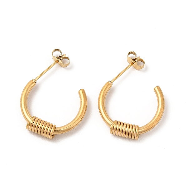 

PandaHall Vacuum Plating 304 Stainless Steel Wire Wrapped Half Hoop Earrings for Women, Golden, 18x19x4mm, Pin: 0.7mm 304 Stainless Steel...