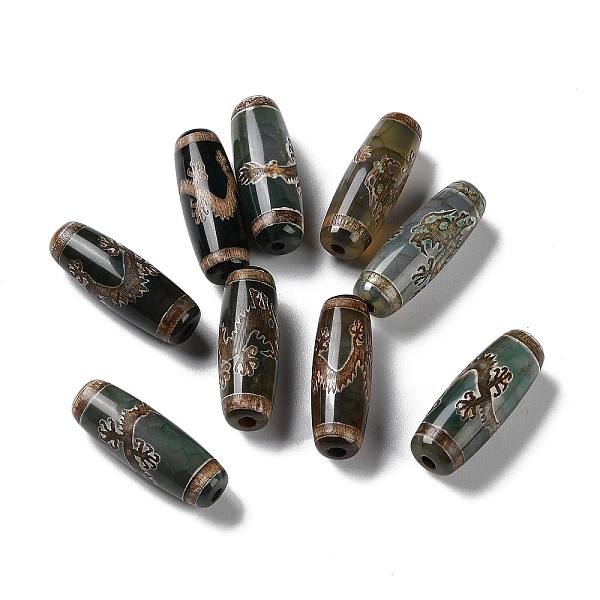 

PandaHall Tibetan Style dZi Beads, Natural Agate Beads, Dyed & Heated, Oval, Dragon Pattern, 28.5~32x10~12.5mm, Hole: 1.5~3mm Tibetan Agate...