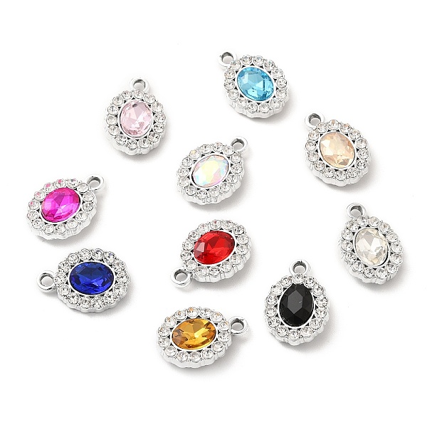 

PandaHall UV Plating Alloy Pendants, with Crystal Rhinestone and Glass, Platinum, Oval Charms, Mixed Color, 18x12.5x4mm, Hole: 2mm..., Multicolor
